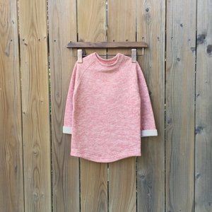 Toddler 3T Apricot Melange Frech Terry Raglan Sweat Top Curved Hem, Boys, New
